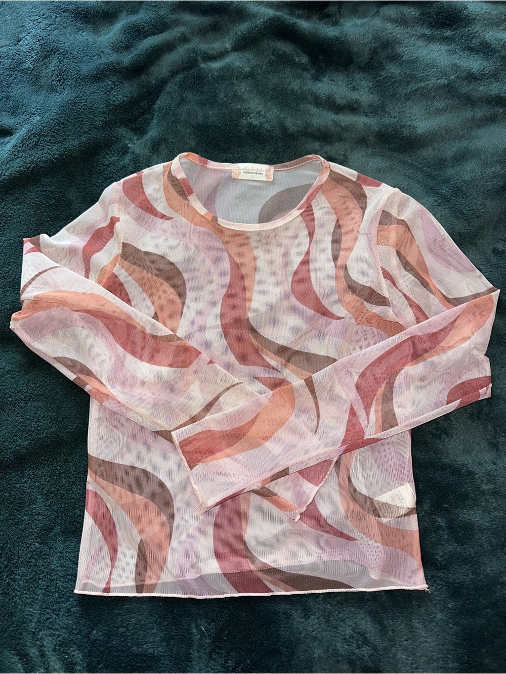 Altar'd State Y2k Mesh Swirl Long Sleeve Top - Small